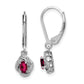 Sterling Silver Rhodium-Plated Diam. & Created Ruby Earrings