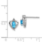 Sterling Silver Rhodium-Plated Light Swiss Blue Topaz & Diam. Earrings