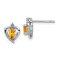 Sterling Silver Rhodium-Plated Citrine & Diam. Earrings