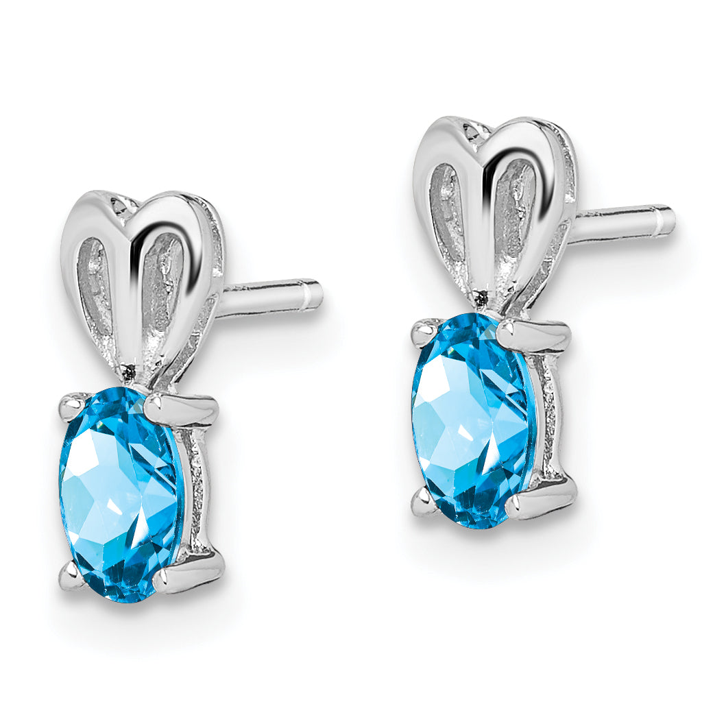 Sterling Silver Rhodium-Plated Light Swiss Blue Topaz Earrings