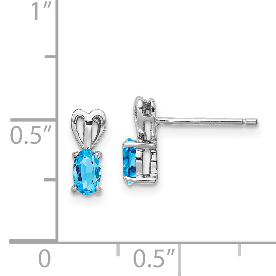 Sterling Silver Rhodium-Plated Light Swiss Blue Topaz Earrings