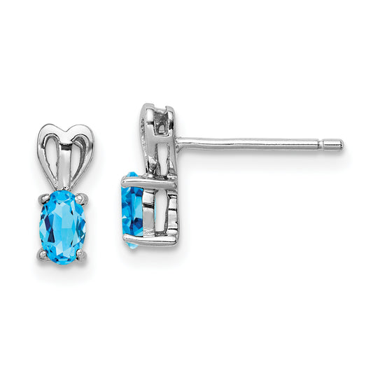 Sterling Silver Rhodium-Plated Light Swiss Blue Topaz Earrings