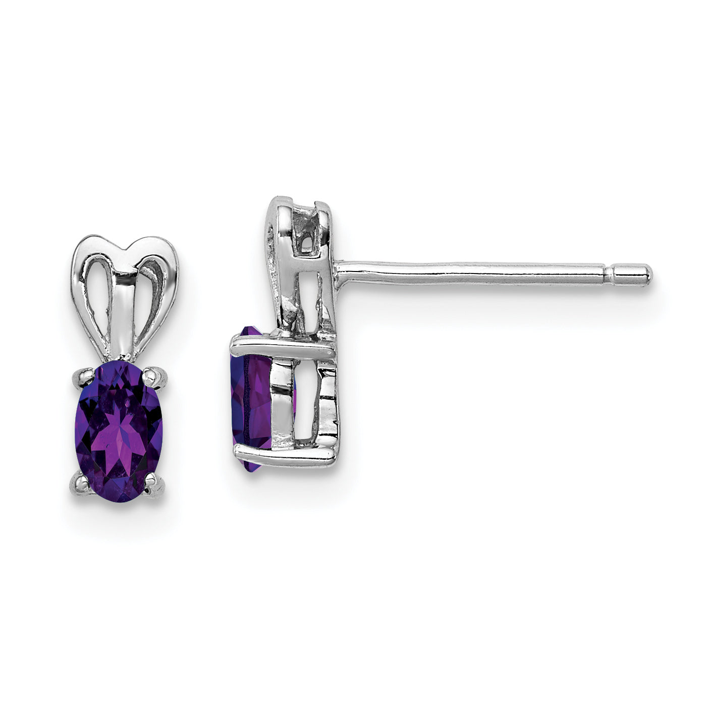 Sterling Silver Rhodium-Plated Amethyst Earrings