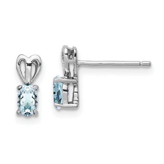 Sterling Silver Rhodium-Plated Aquamarine Earrings