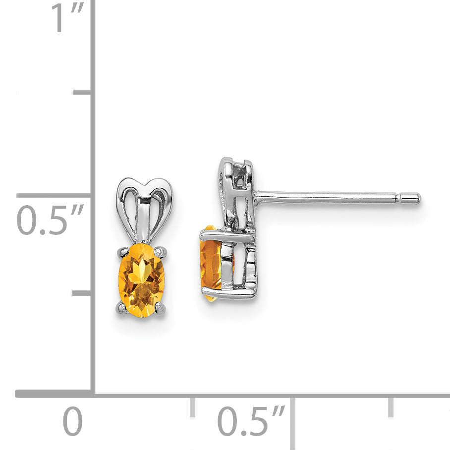 Sterling Silver Rhodium-Plated Citrine Earrings