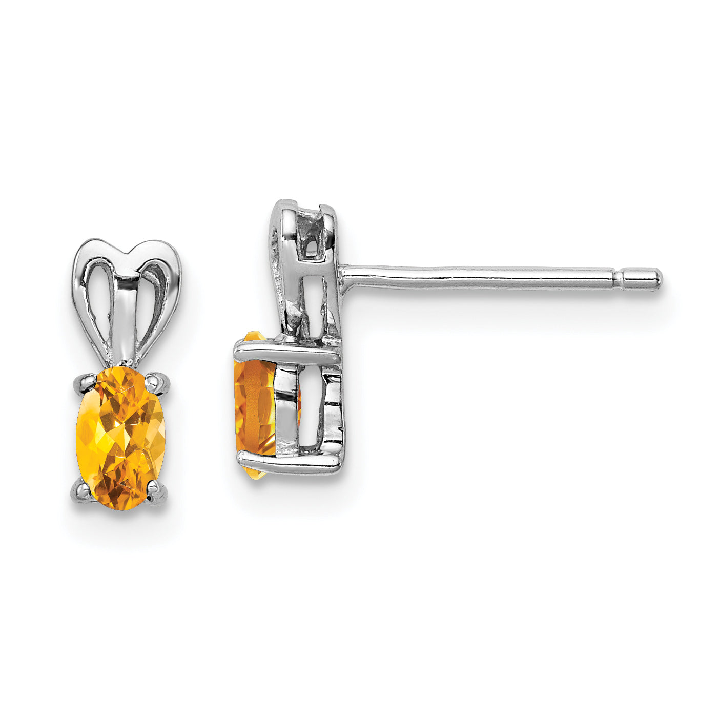 Sterling Silver Rhodium-Plated Citrine Earrings