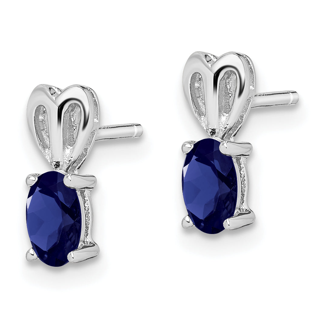 Sterling Silver Rhodium-Plated Created Sapphire Earrings