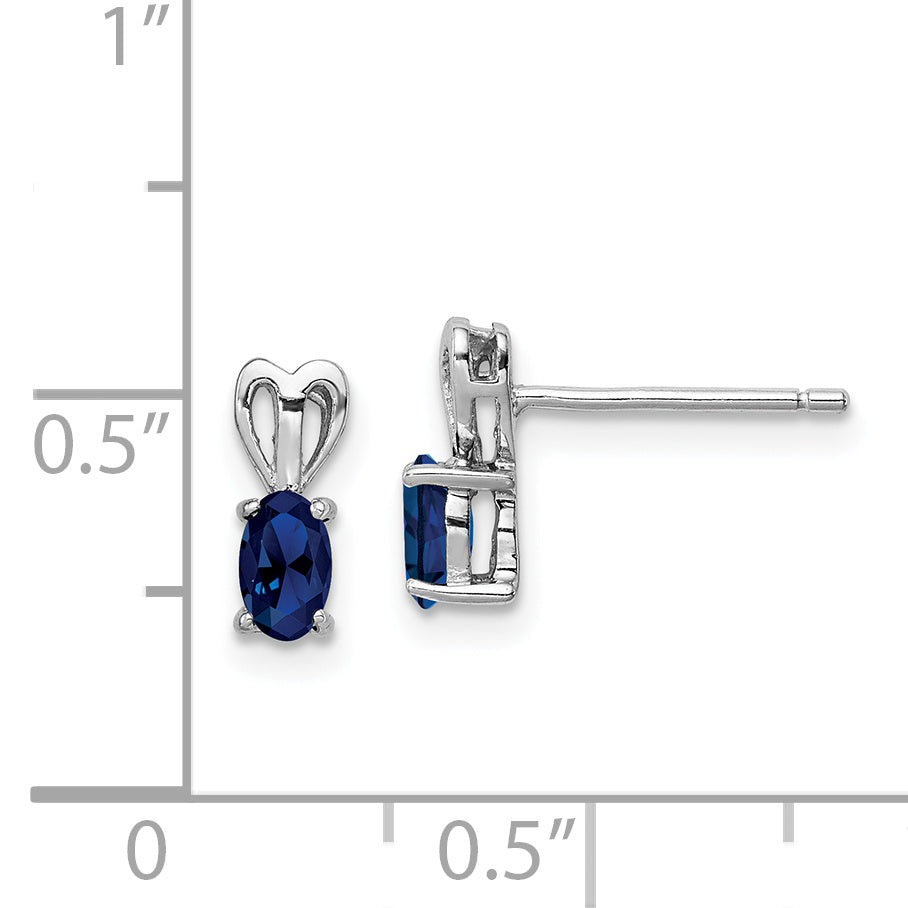 Sterling Silver Rhodium-Plated Created Sapphire Earrings