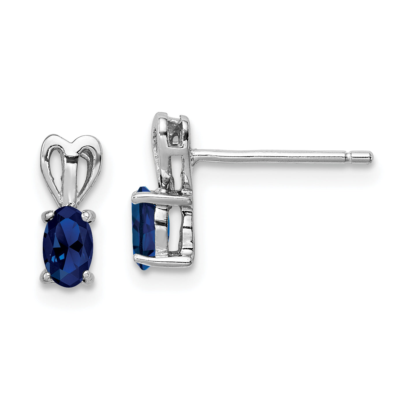 Sterling Silver Rhodium-Plated Created Sapphire Earrings