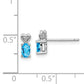 Sterling Silver Rhodium-Plated Light Swiss Blue Topaz & Diam. Earrings