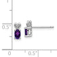 Sterling Silver Rhodium-Plated Amethyst & Diam. Earrings