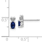 Sterling Silver Rhodium-Plated Created Sapphire & Diam. Earrings