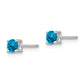 Sterling Silver Rhodium-Plated 4mm Round Swiss Blue Topaz Post Earrings