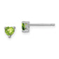 Sterling Silver Rhodium-Plated 4mm Heart Peridot Post Earrings