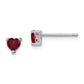 Sterling Silver Rhodium-Plated 4mm Heart Created Ruby Post Earrings