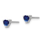 Sterling Silver Rhod-Plated 4mm Heart Created Sapphire Post Earrings