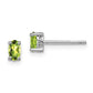 Sterling Silver Rhodium-Plated 5X3mm Oval Peridot Post Earrings