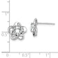 Sterling Silver Rhodium-Plated Floral White Topaz Post Earrings