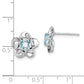 Sterling Silver Rhodium-Plated Floral Aquamarine Post Earrings