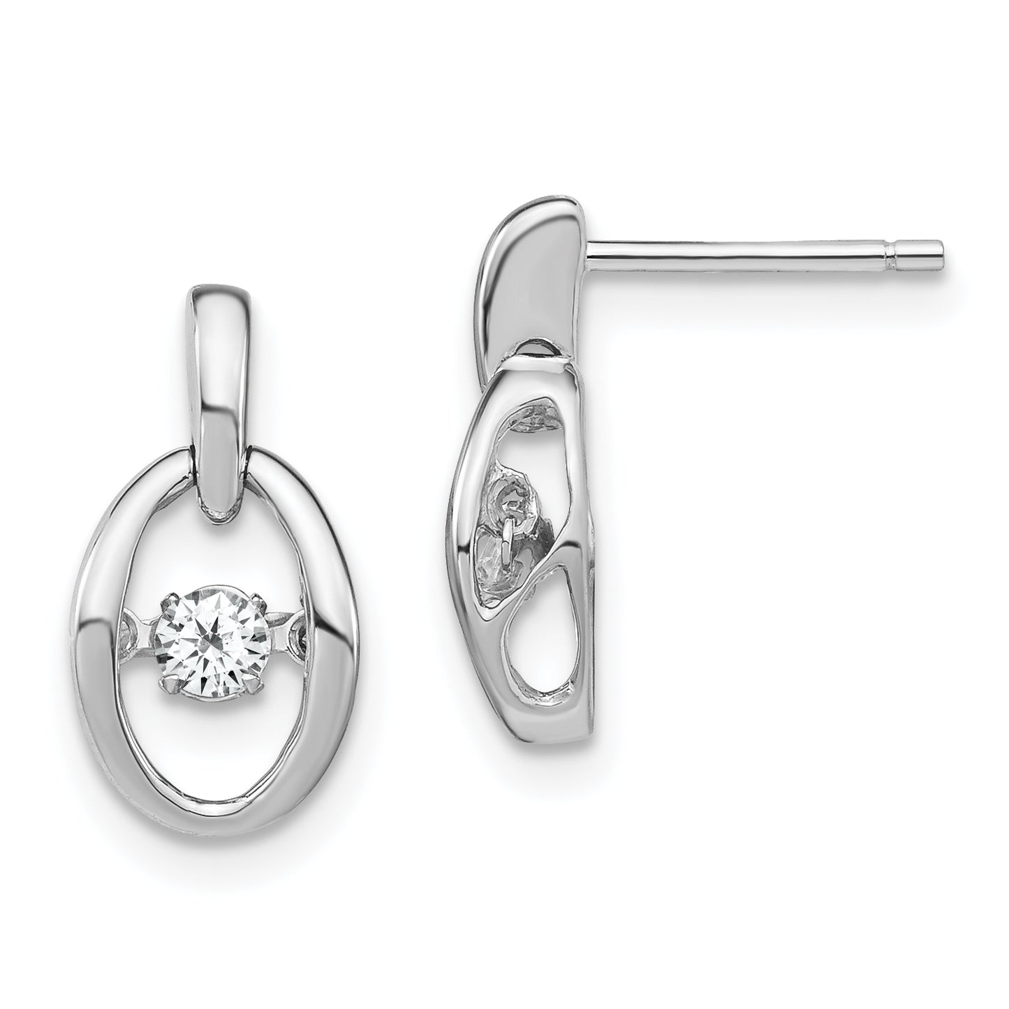 Sterling Silver Rhodium Cz Birthstone Vibrant Earrings