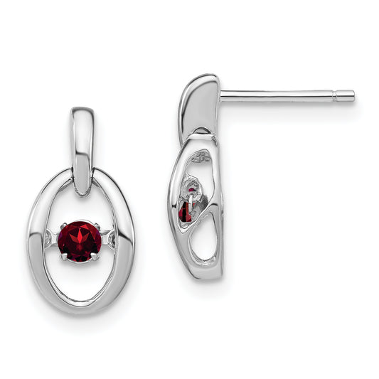 Sterling Silver Rhodium Garnet Birthstone Vibrant Earrings