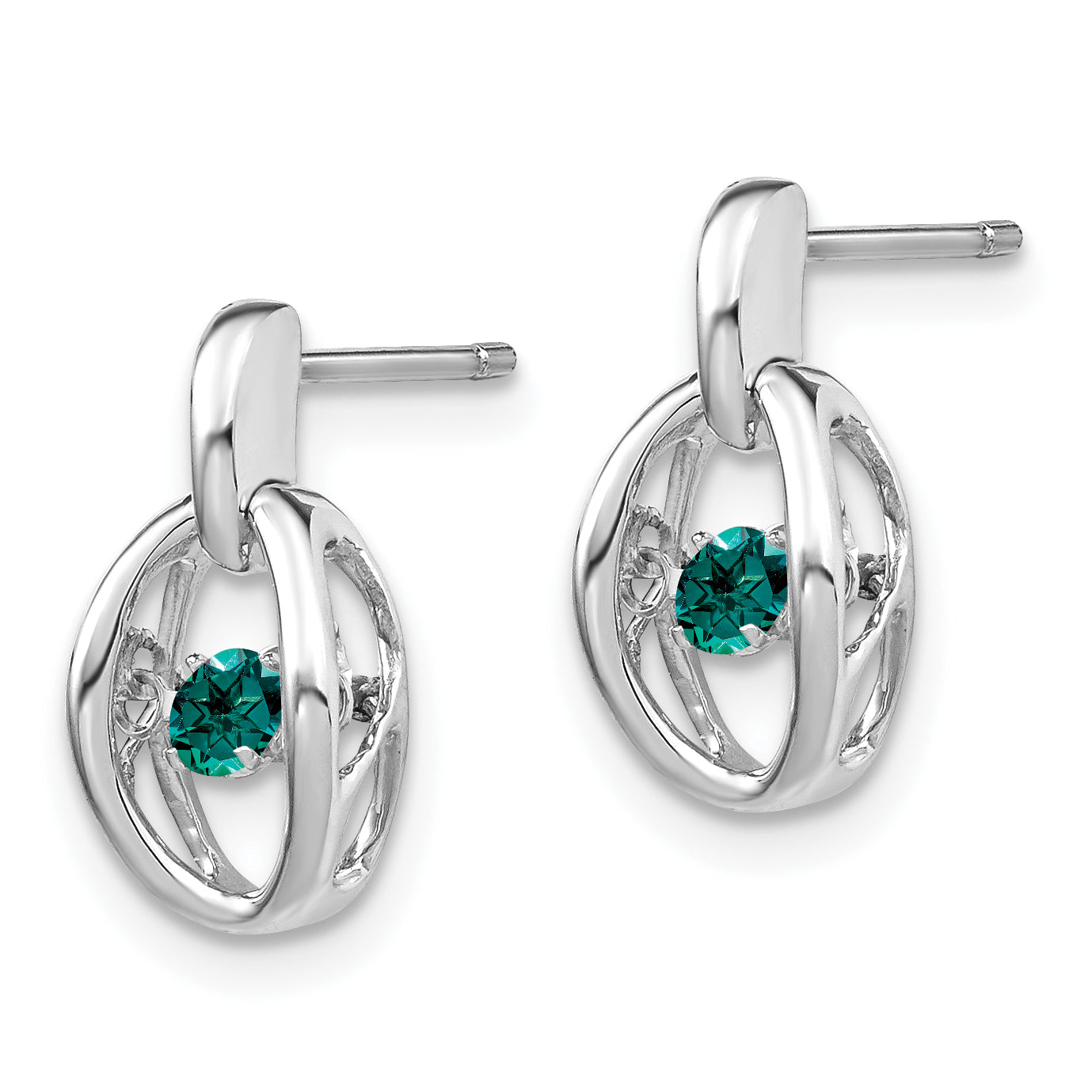 Sterling Silver Rhodium Created Alexandrite Birthstone Vibrant Earrings