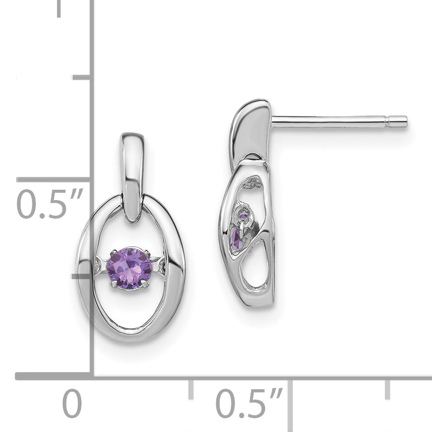 Sterling Silver Rhodium Created Alexandrite Birthstone Vibrant Earrings