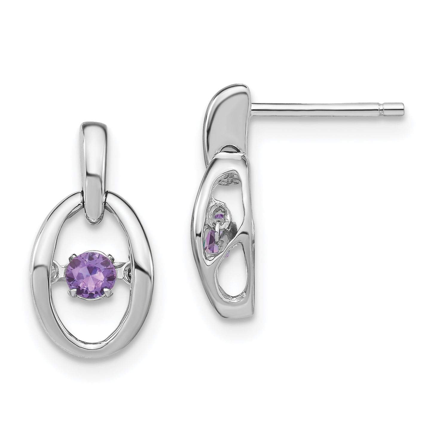 Sterling Silver Rhodium Created Alexandrite Birthstone Vibrant Earrings