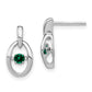 Sterling Silver Rhodium Created Emerald Birthstone Vibrant Earrings