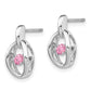 Sterling Silver Rhodium Pink Cz Birthstone Vibrant Earrings