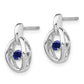 Sterling Silver Rhodium Created Blue Sapphire Birthstone Vibrant Earrings