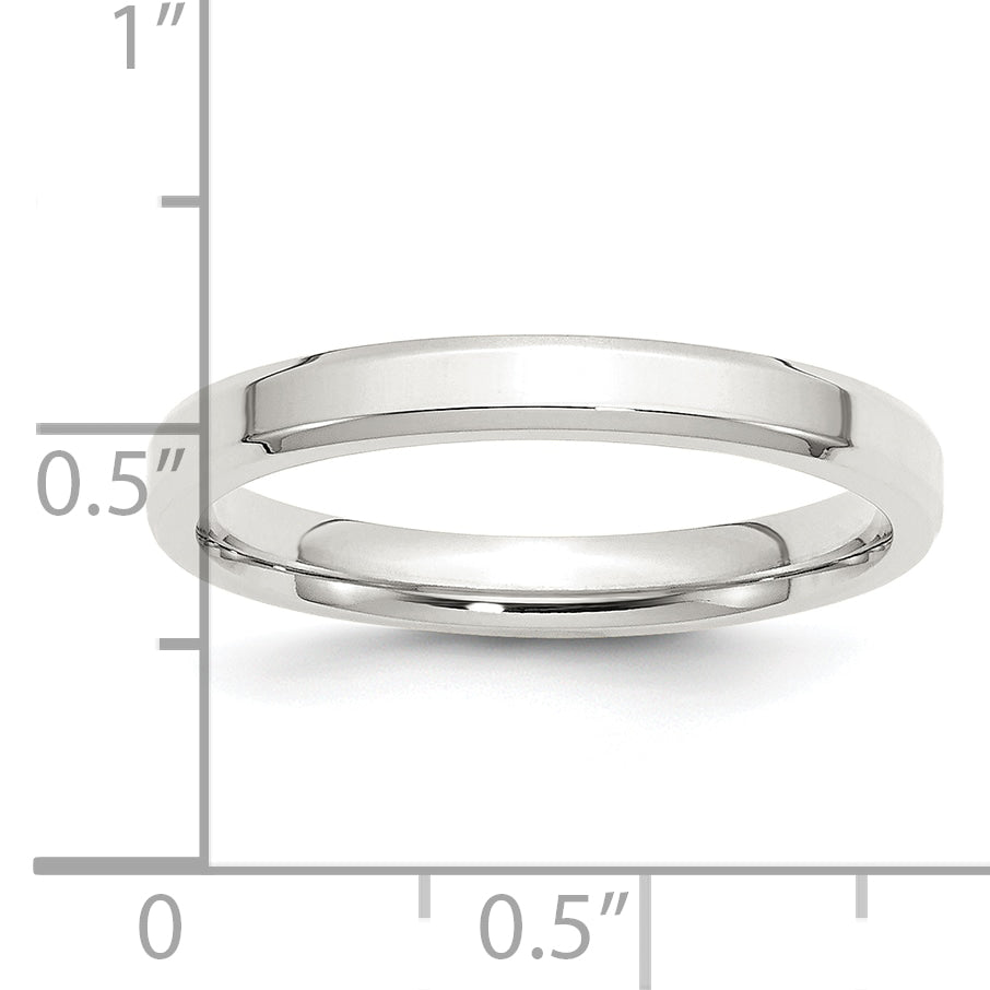 Sterling Silver 3mm Beveled Edge Size 8.5 Band