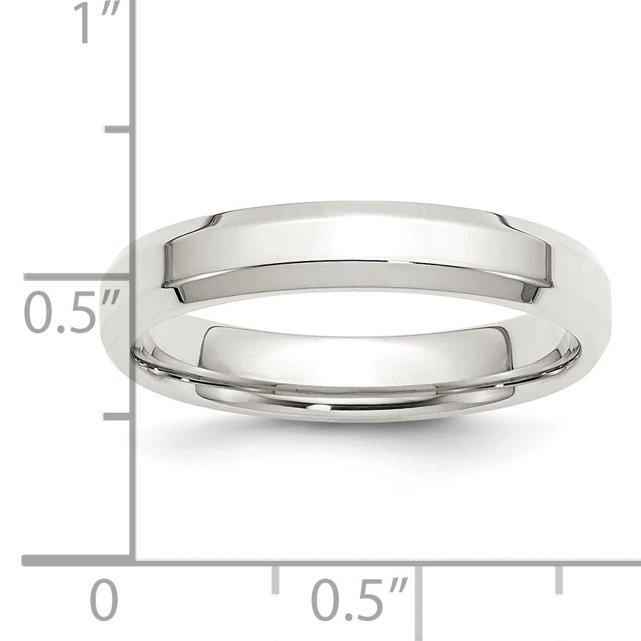 Sterling Silver 4mm Beveled Edge Size 10 Band