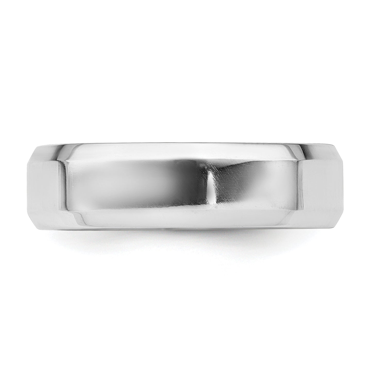 Sterling Silver Rhodium-Plated 6mm Bevel Edge Size 12.5 Band