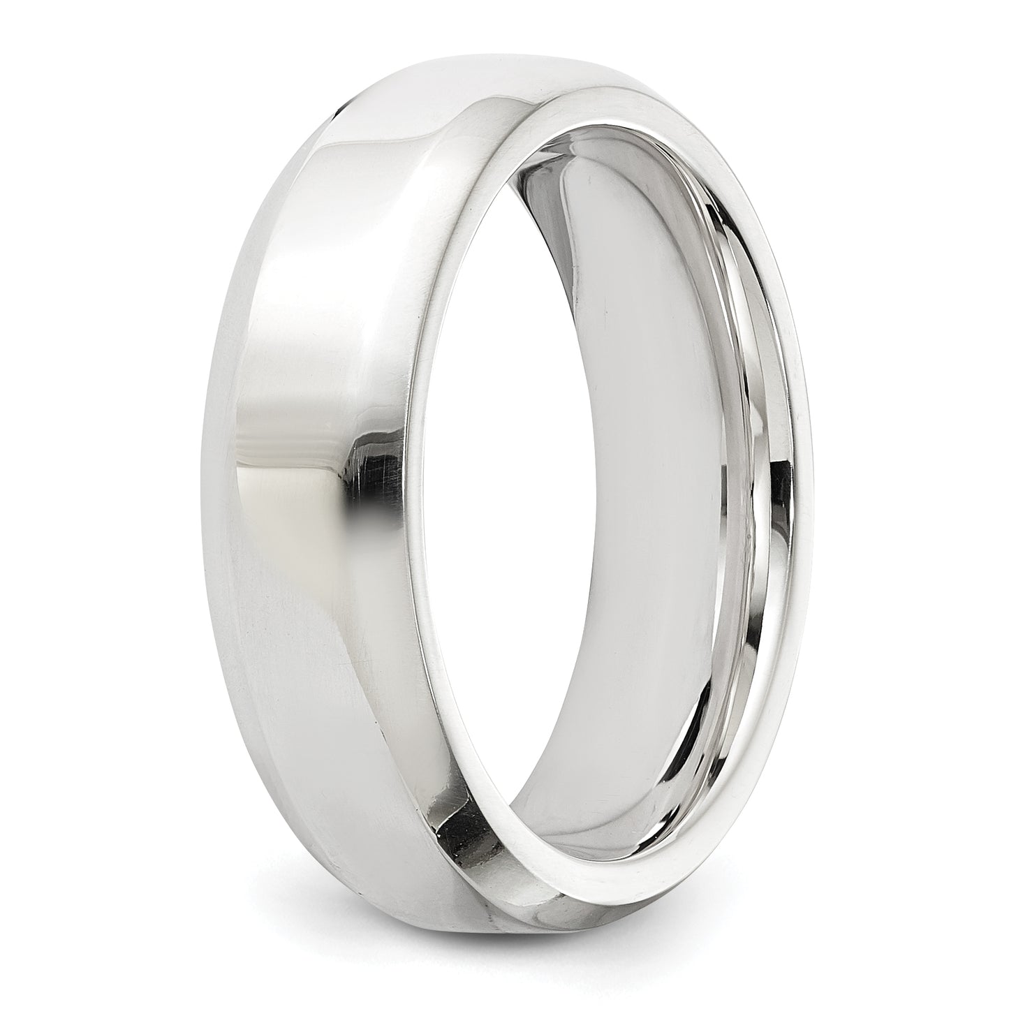 Sterling Silver 6mm Beveled Edge Size 6 Band