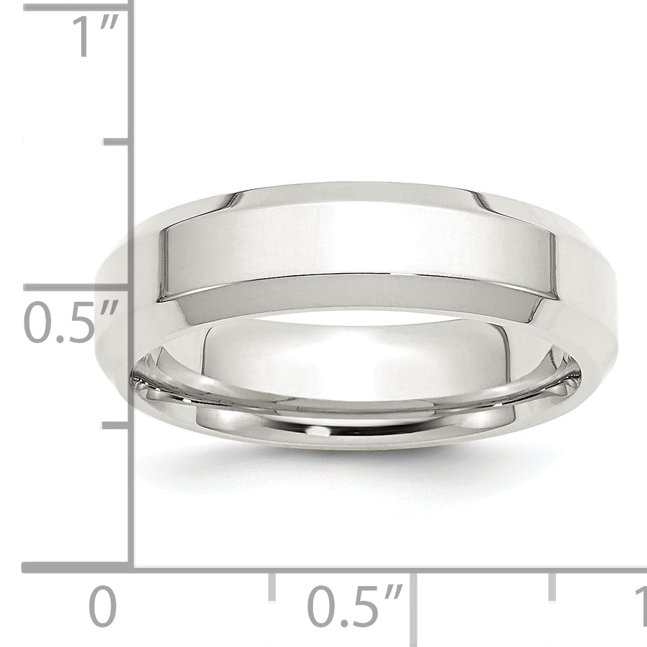 Sterling Silver 6mm Beveled Edge Size 8 Band