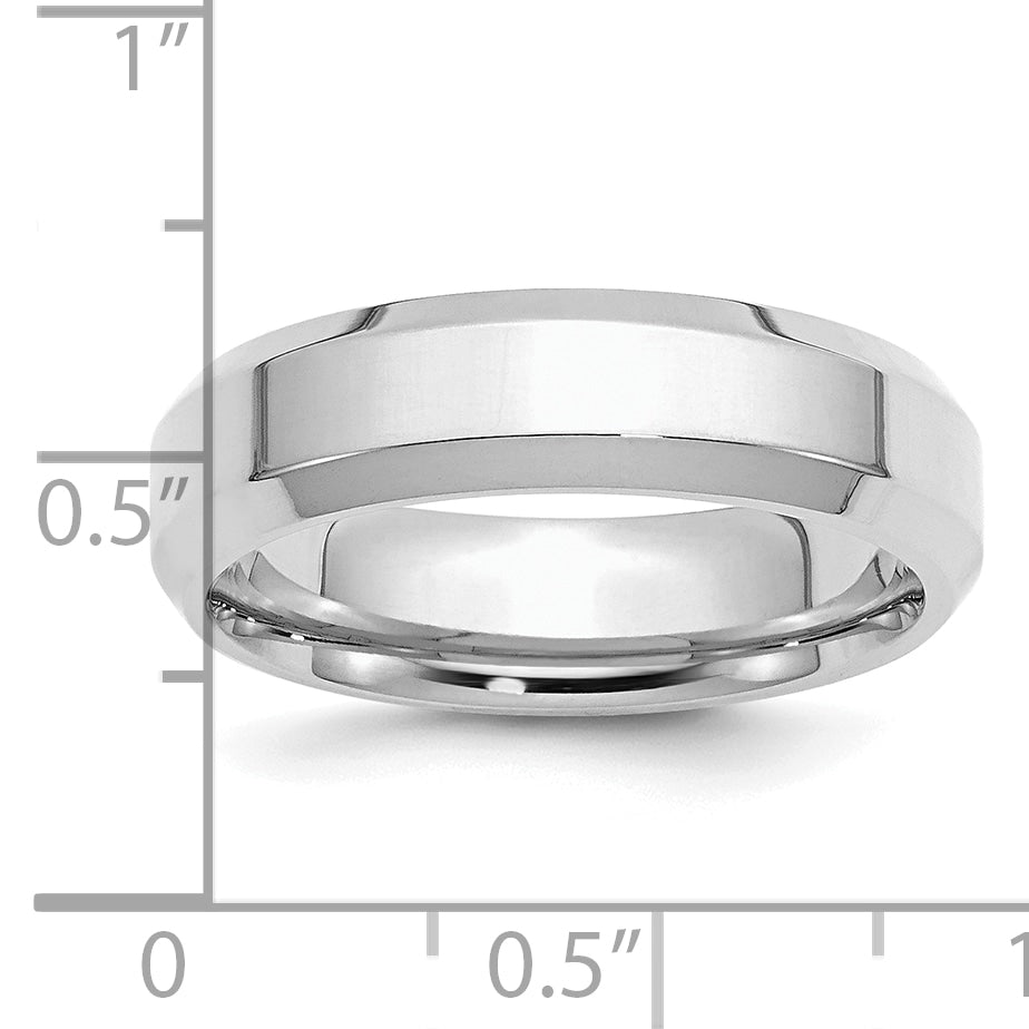 Sterling Silver Rhodium-Plated 6mm Bevel Edge Size 10 Band