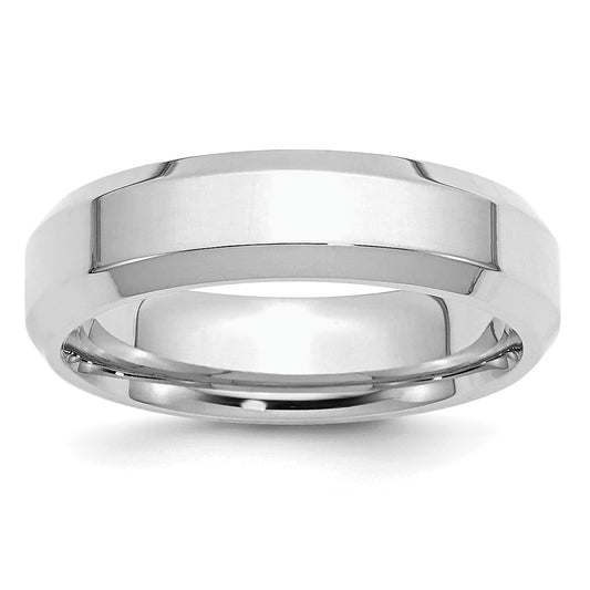 Sterling Silver Rhodium-Plated 6mm Bevel Edge Size 10 Band