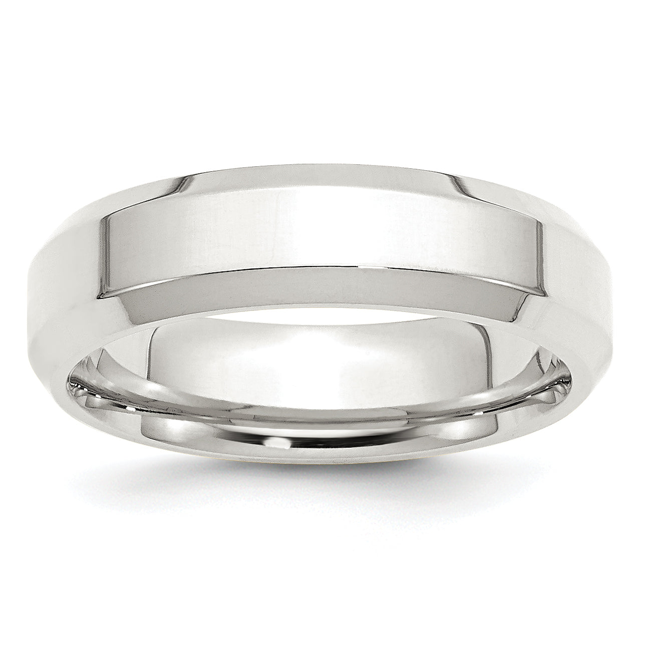 Sterling Silver 6mm Beveled Edge Size 8 Band