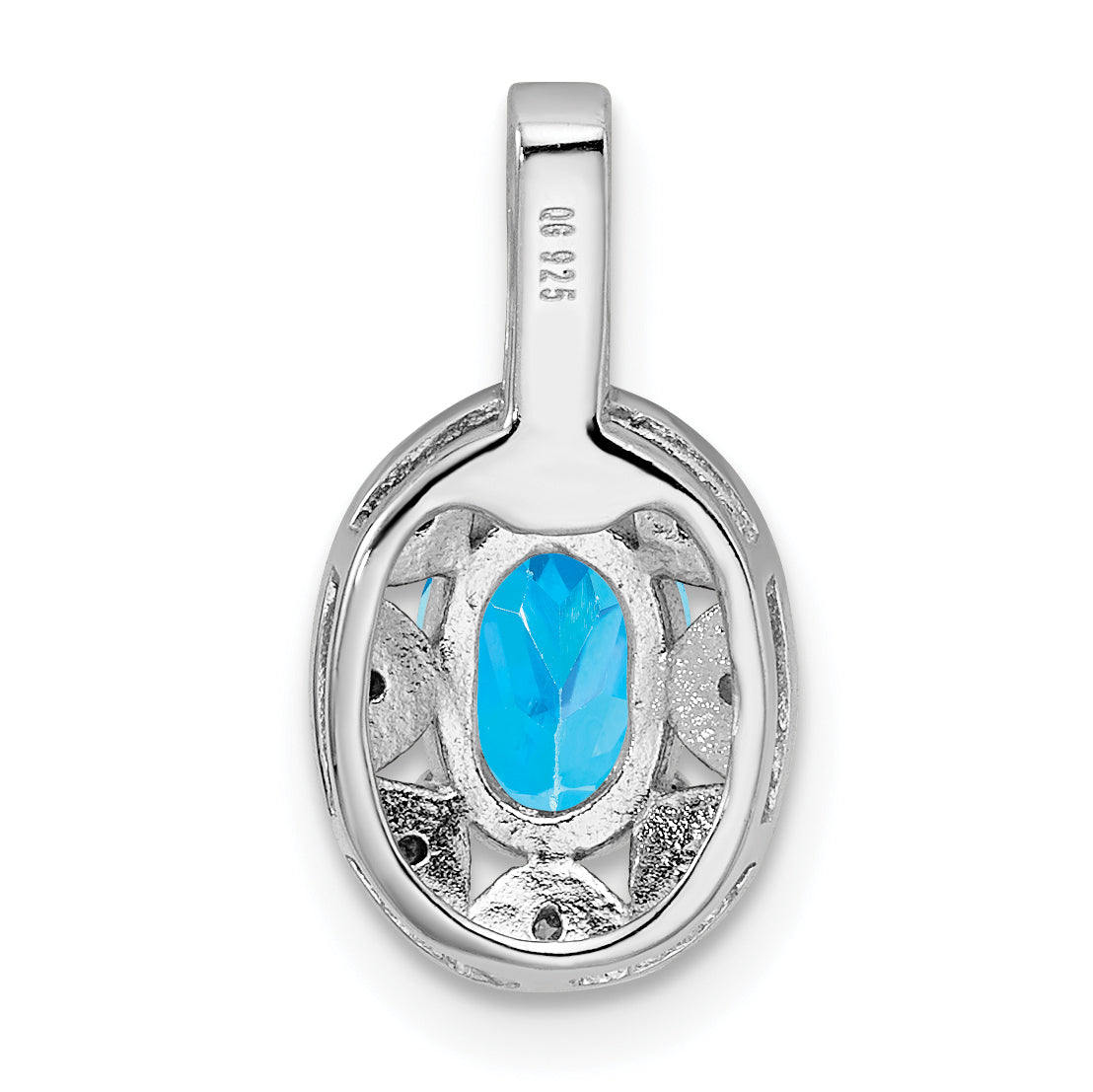 Sterling Silver Rhodium-Plated Diam. & Blue Topaz Pendant