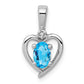 Sterling Silver Rhodium-Plated Light Swiss Blue Topaz & Diam. Pendant