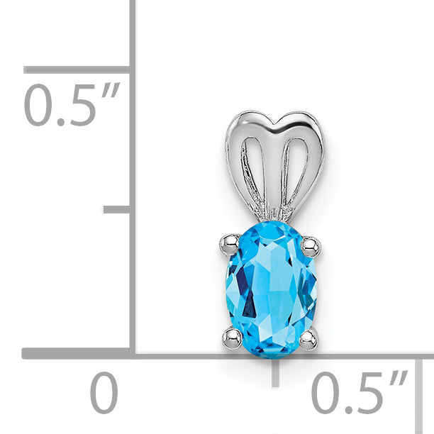 Sterling Silver Rhodium-Plated Light Swiss Blue Topaz Pendant