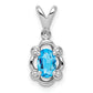 Sterling Silver Rhodium-Plated Light Swiss Blue Topaz & Diam. Pendant