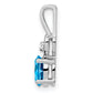 Sterling Silver Rhodium-Plated Light Swiss Blue Topaz & Diam. Pendant