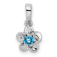 Sterling Silver Rhodium-Plated Floral Blue Topaz Pendant