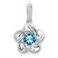 Sterling Silver Rhodium-Plated Floral Blue Topaz Pendant