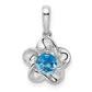 Sterling Silver Rhodium-Plated Floral Blue Topaz Pendant