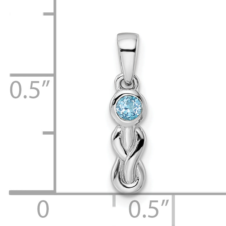 Sterling Silver Rhodium-Plated Swiss Blue Topaz Infinity Birthstone Pendant