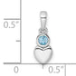 Sterling Silver Rhodium-Plated Polished Ls Blue Topaz Heart Pendant