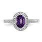 Sterling Silver Rhodium-Plated Diam. & Amethyst Ring